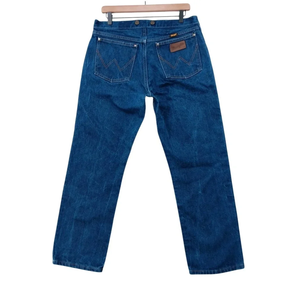 Wrangler 47MWZ Jeans Mens 32x28 (Tag 34x30) Blue Regular Fit Suspender Buttons
